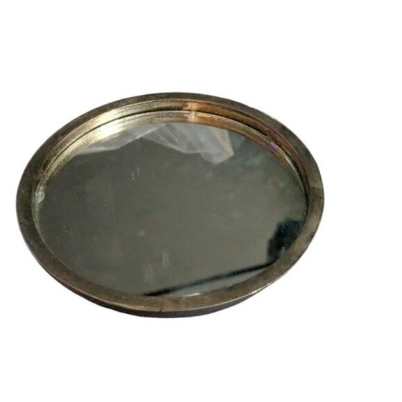 Godinger Vanity Powder Box Silver plated w/Mirror & Puff Heavy Glass Unused NWOT - Picture 6 of 6